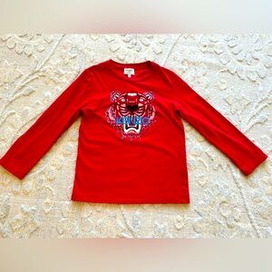 KENZO 🇫🇷 long sleeve T-Shirt. Bright red color. Size 8. Organic cotton.